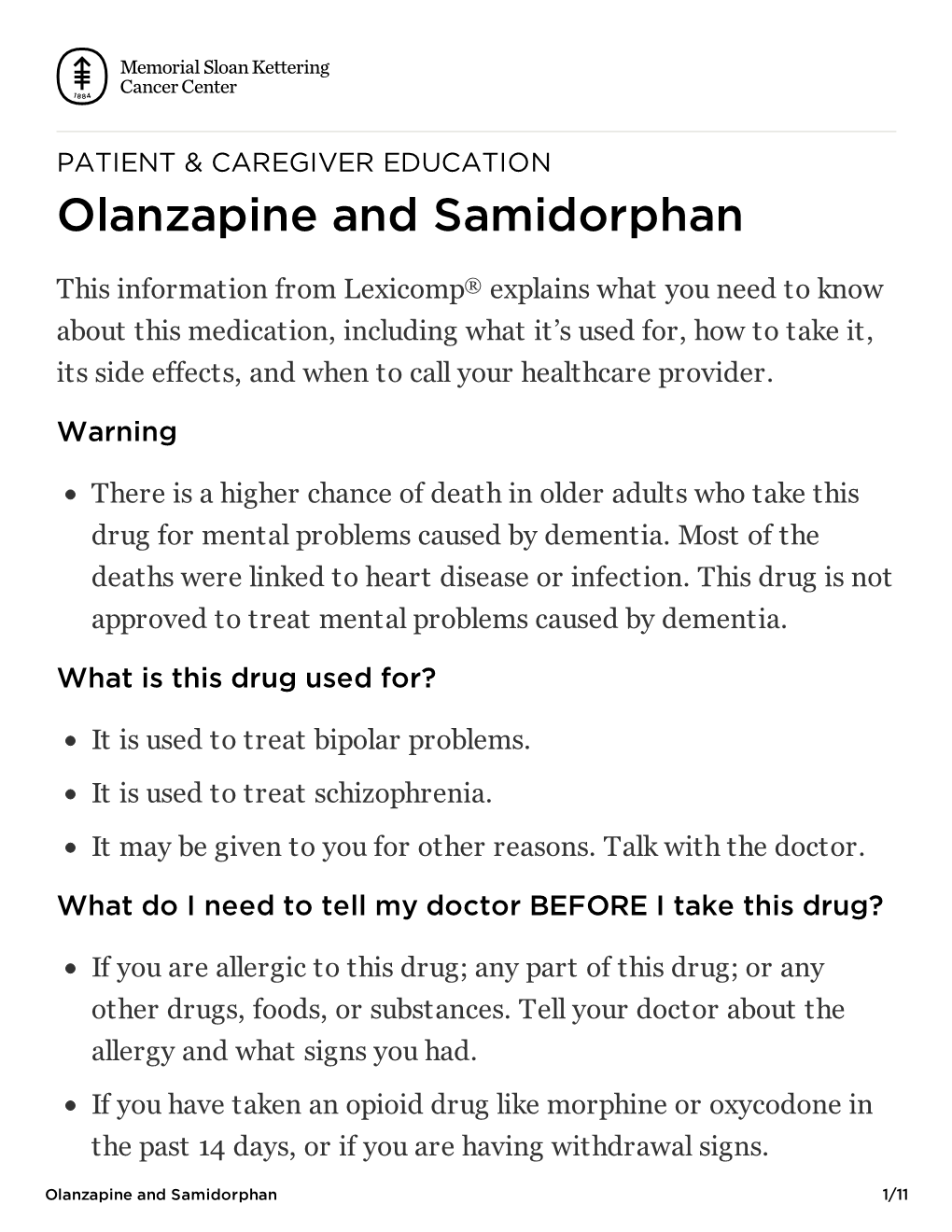 Olanzapine and Samidorphan