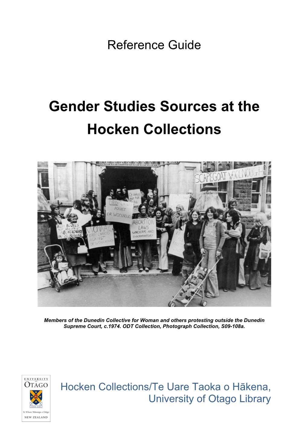 Gender Studies Sources at the Hocken Collections