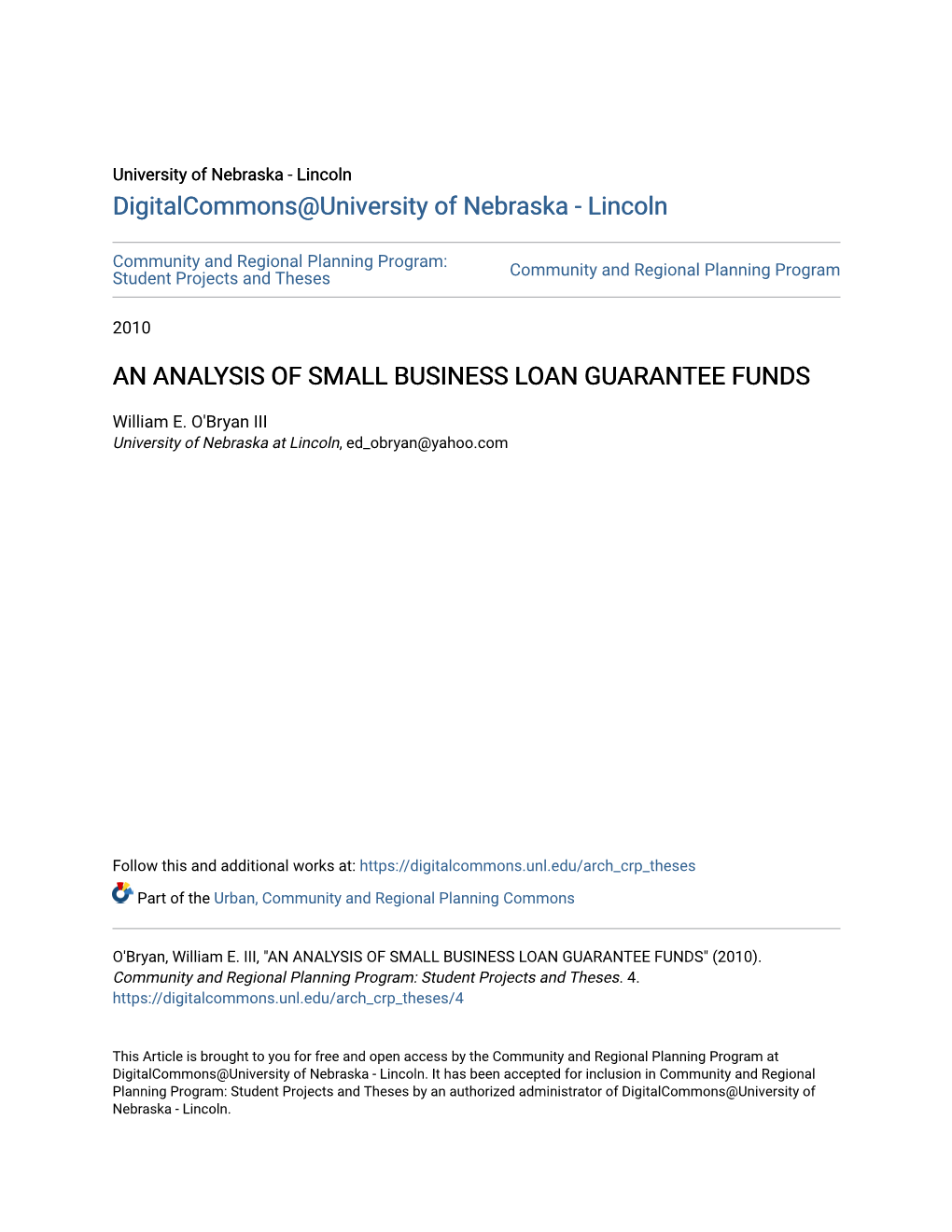 An Analysis of Small Business Loan Guarantee Funds