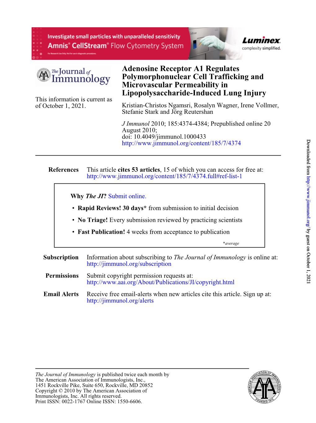 Lipopolysaccharide-Induced Lung Injury Microvascular Permeability In