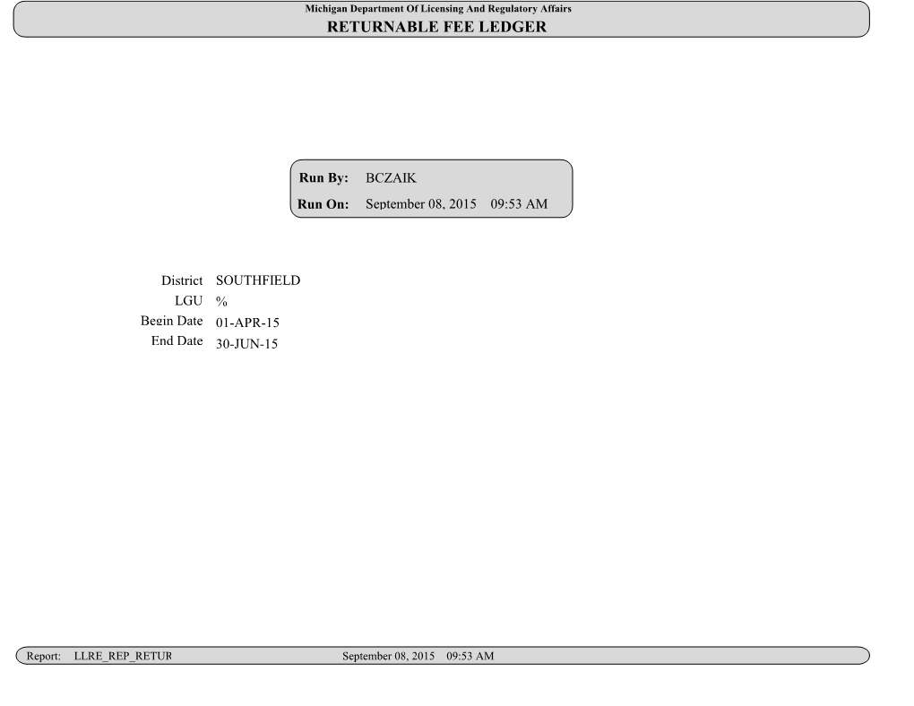 Returnable Fee Ledger