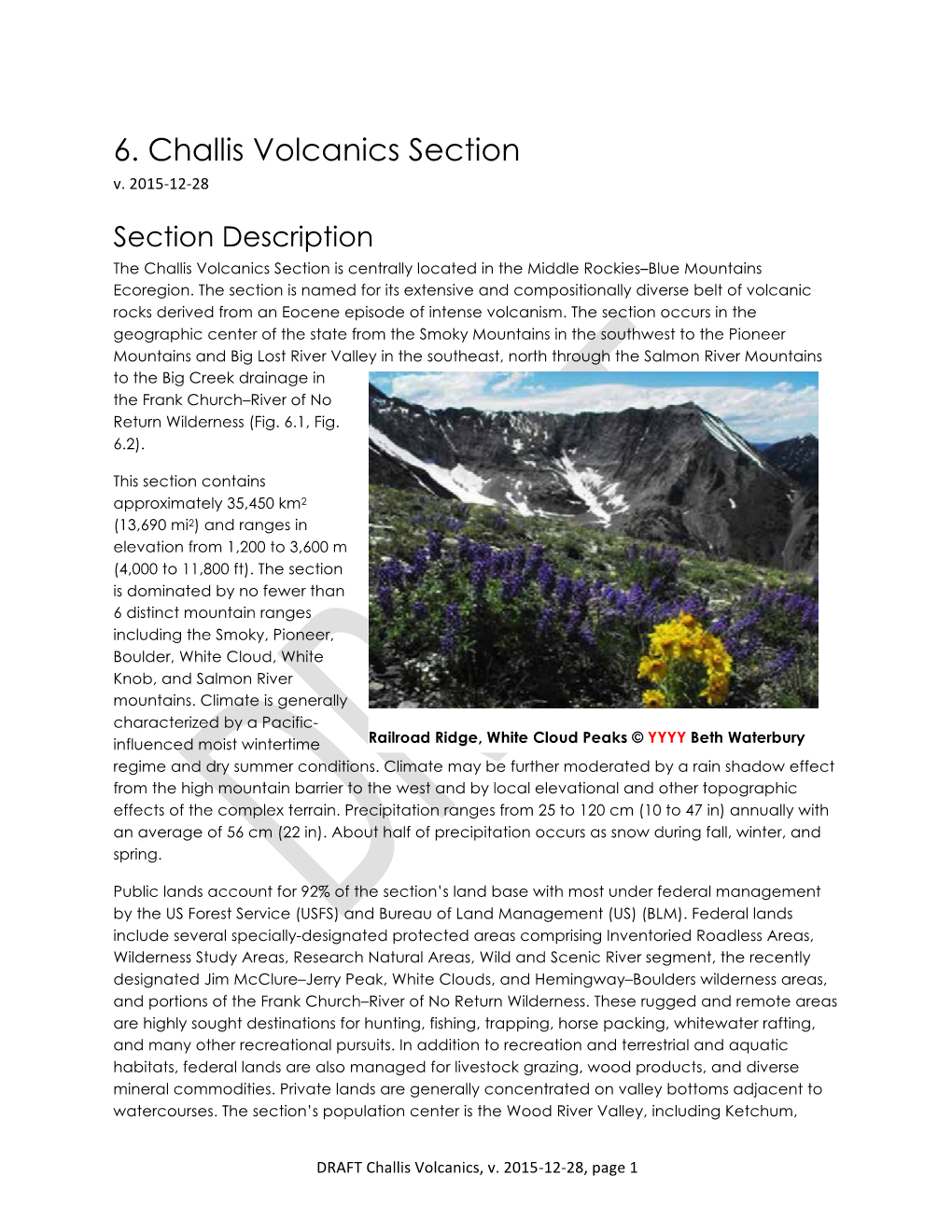 Draft SWAP Ecological Sections