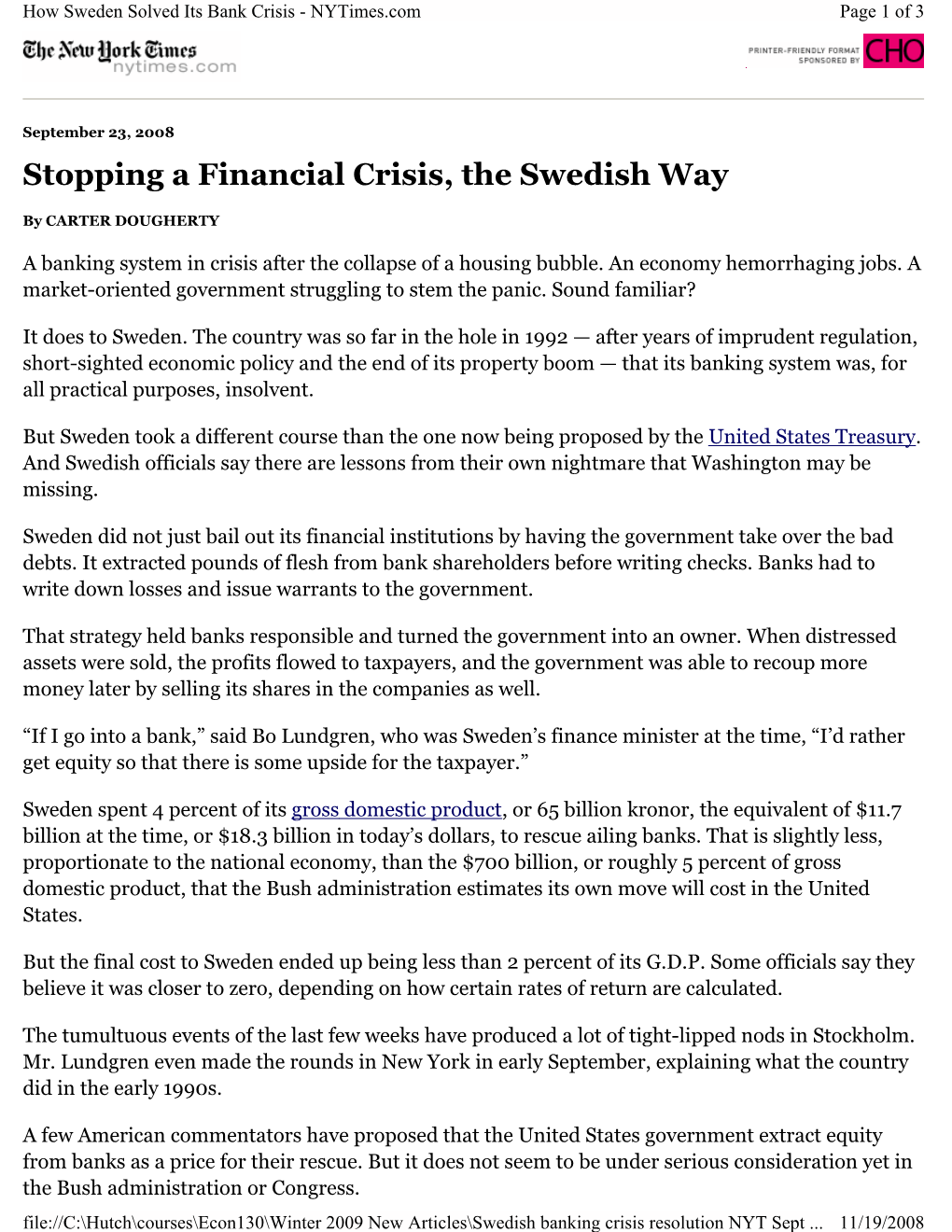 Stopping a Financial Crisis, the Swedish Way