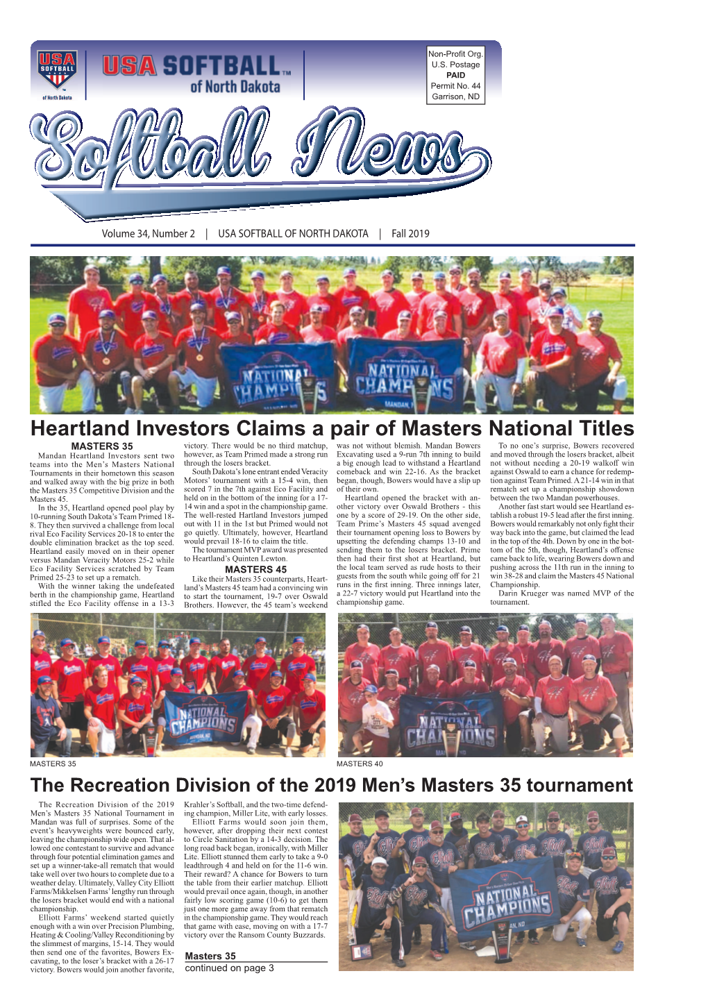 Softball News FALL 2019.Indd