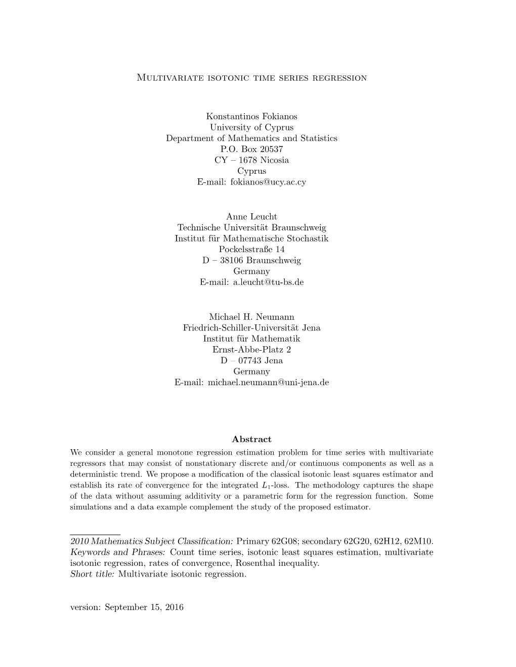 Multivariate Isotonic Time Series Regression