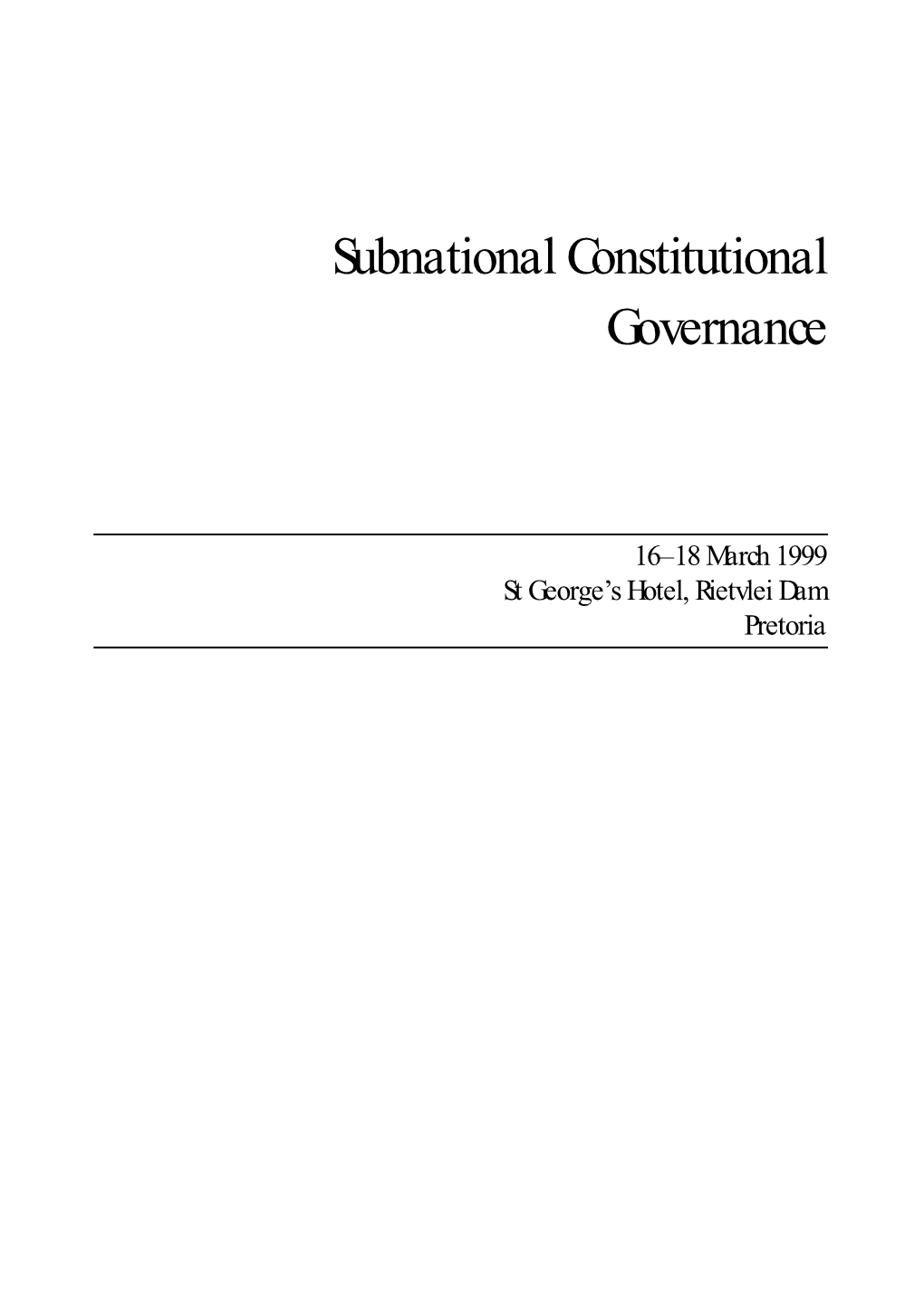 Subnational Constitutional Governance