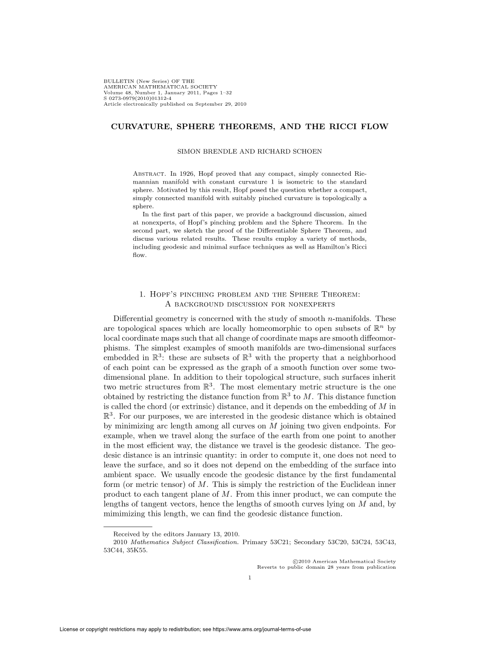 Curvature, Sphere Theorems, and the Ricci Flow