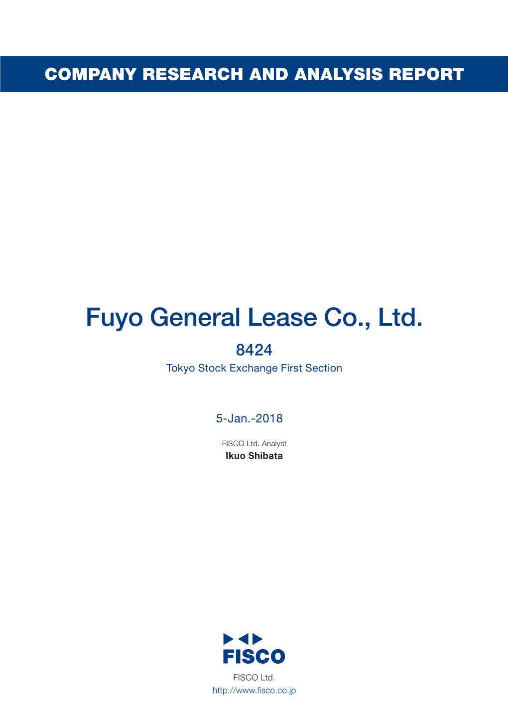 Fuyo General Lease Co., Ltd.&lt;8424&gt;