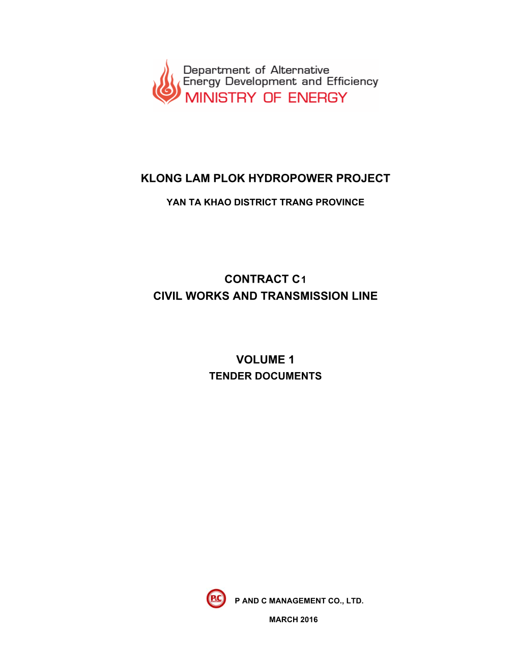 Klong Lam Plok Hydropower Project Contract C1 Civil