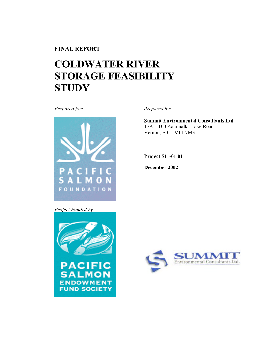 Coldwater River Storage Feasibility Study