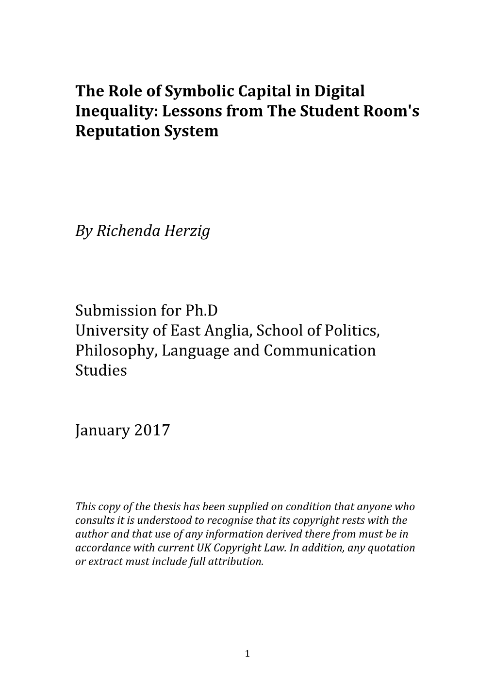 The Role of Symbolic Capital in Digital Inequality: Lessons from the Student Room's Reputation System