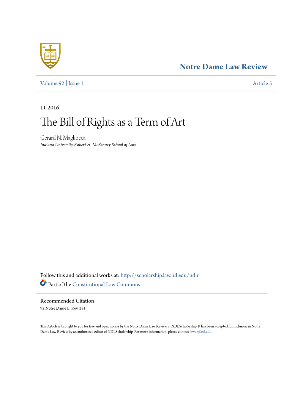 The Bill of Rights As a Term of Art