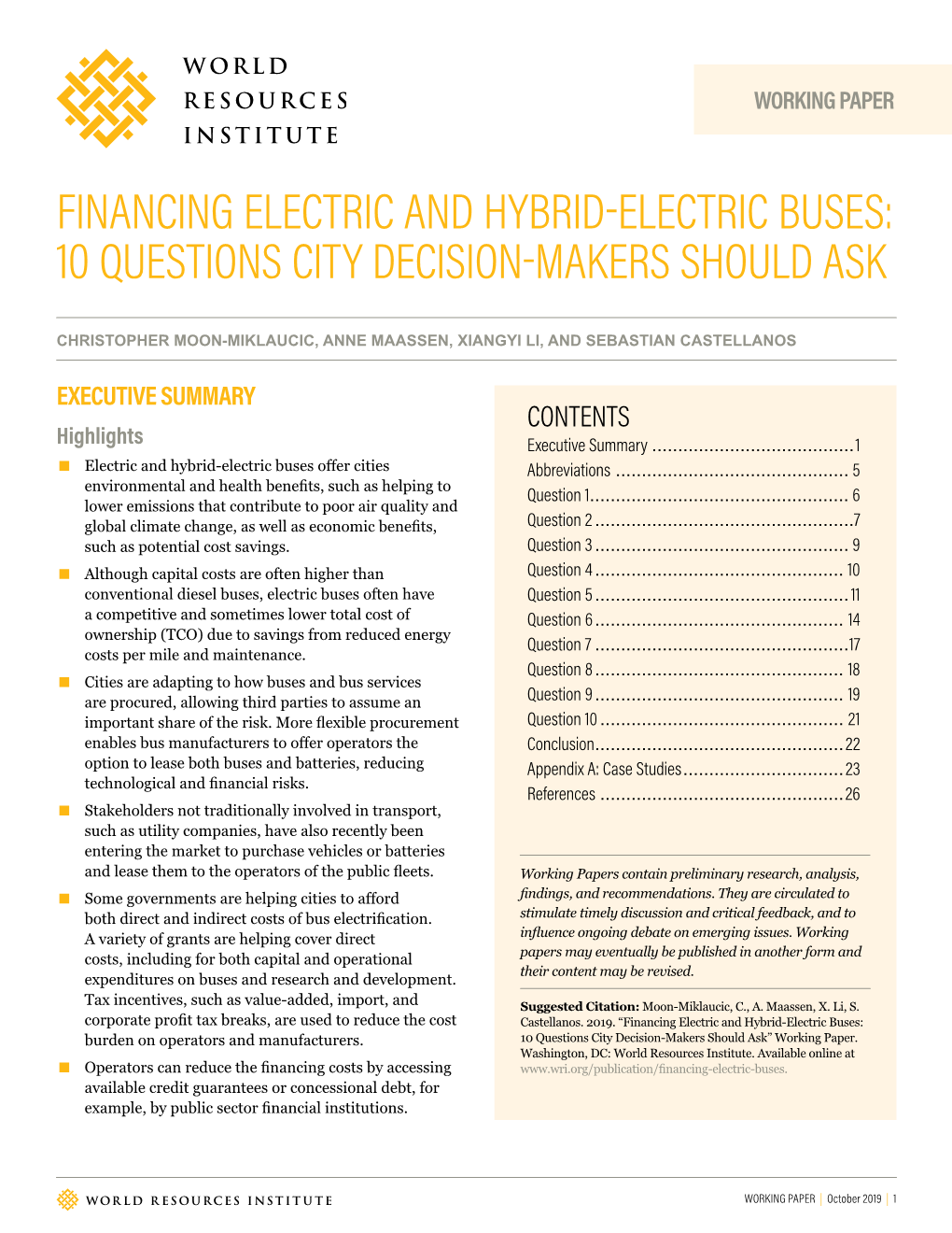 Financing Electric and Hybrid-Electric Buses: 10 Questions City Decision-Makers Should Ask