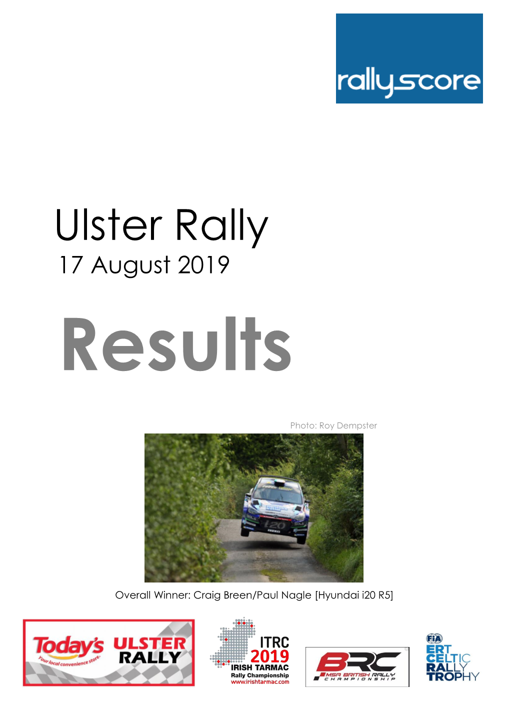 Ulster Rally 17 August 2019 Results