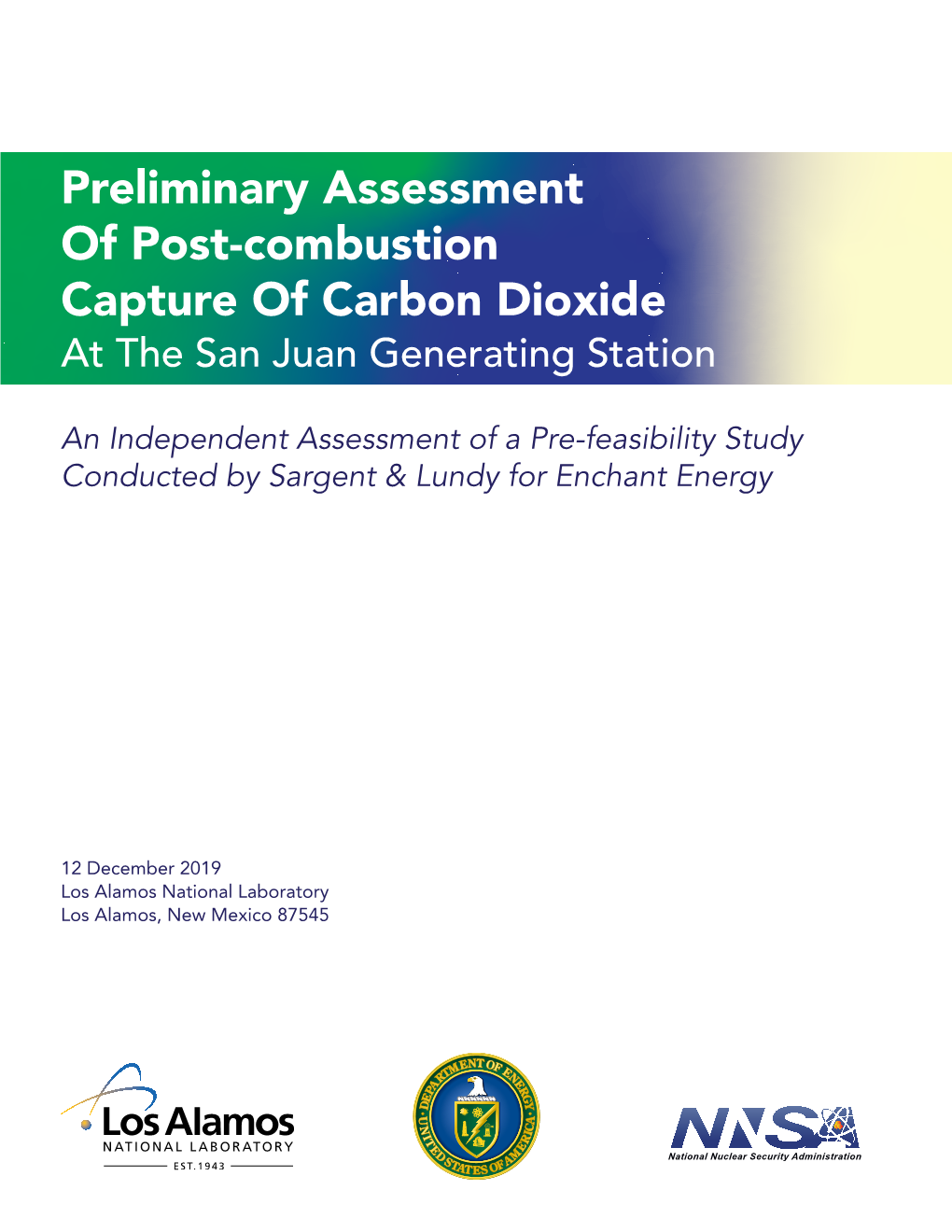 View the Preliminary Assessment of Post-Combustion Capture of Carbon Dioxide at the San Juan Generating