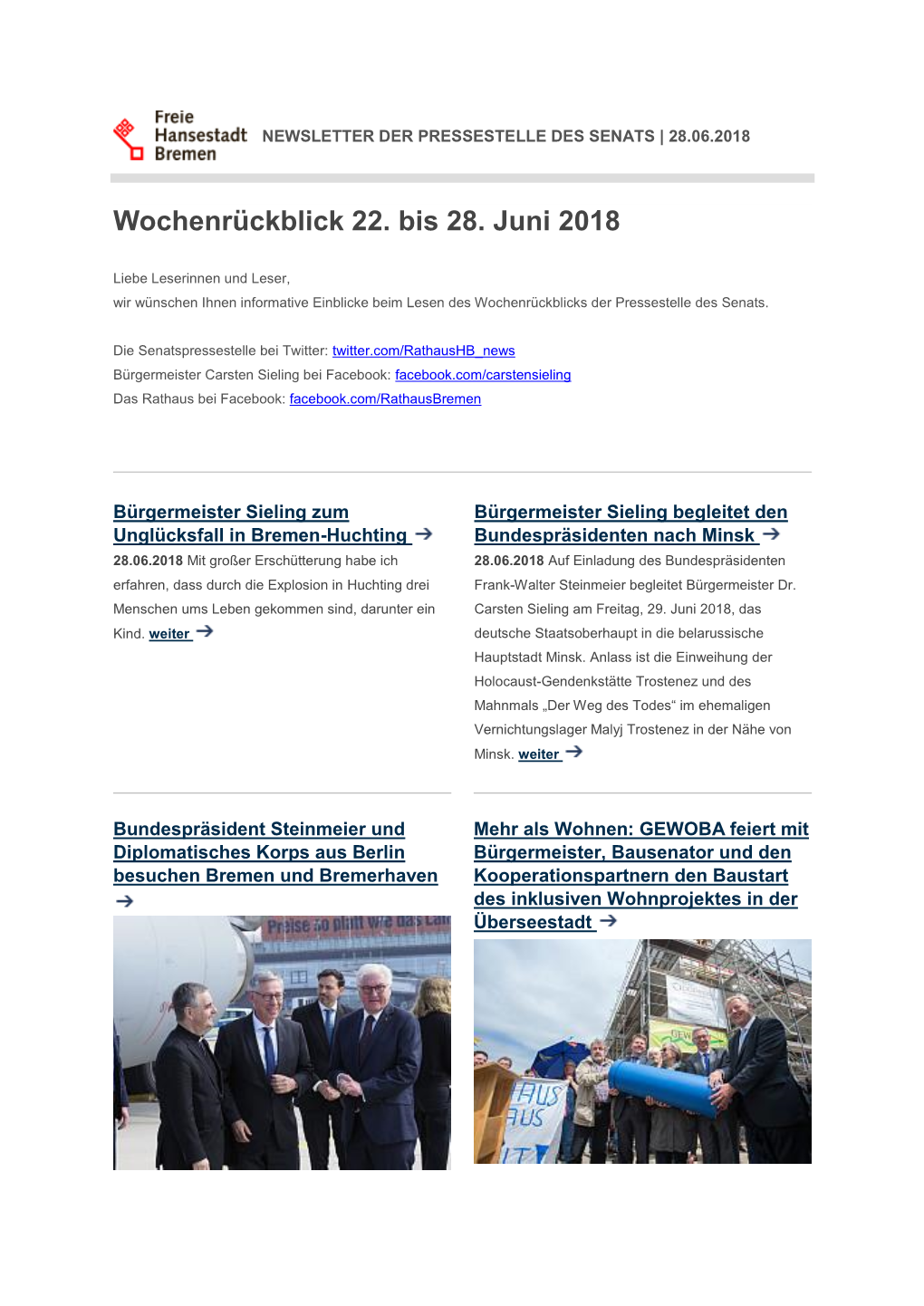 Newsletter Vom 28. Juni 2018 (Pdf, 448.8