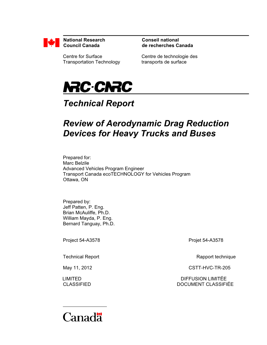 Technical Report Review of Aerodynamic Drag Reduction Devices for Heavy Trucks and Buses