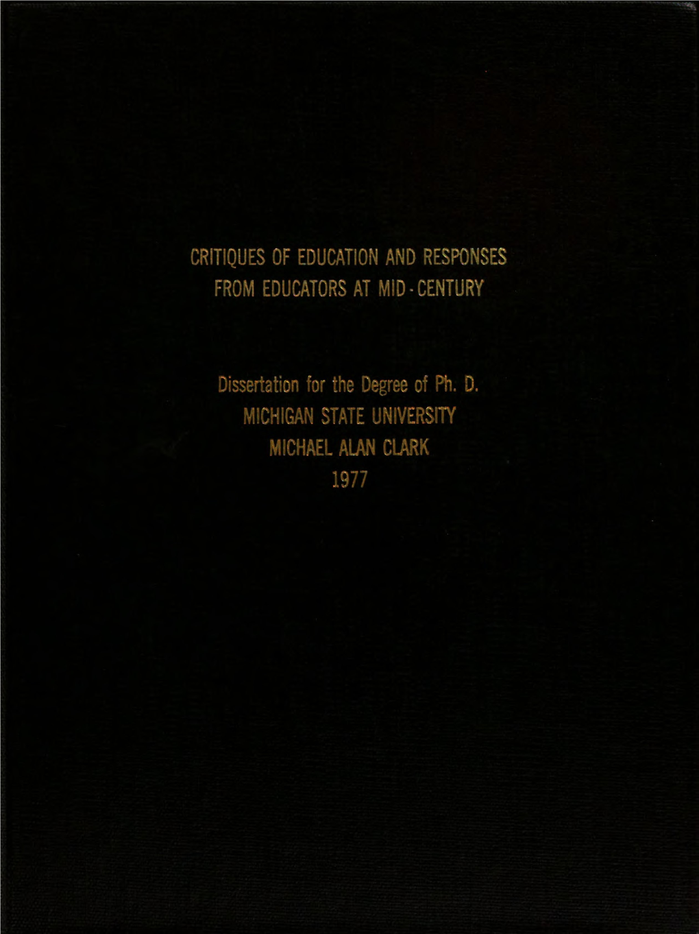 Critiques of Education and Responses from Educators at Mid-Century