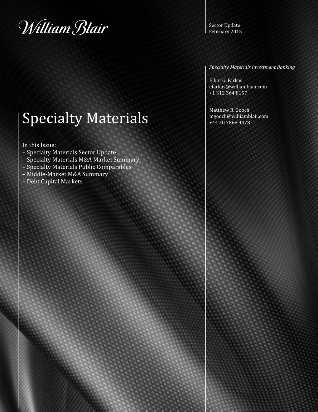 Specialty Materials Investment Banking