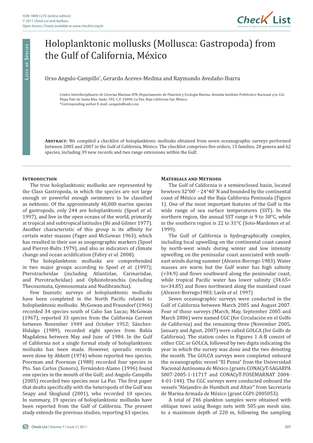 Check List and Authors Chec List Open Access | Freely Available at Journal of Species Lists and Distribution Pecies