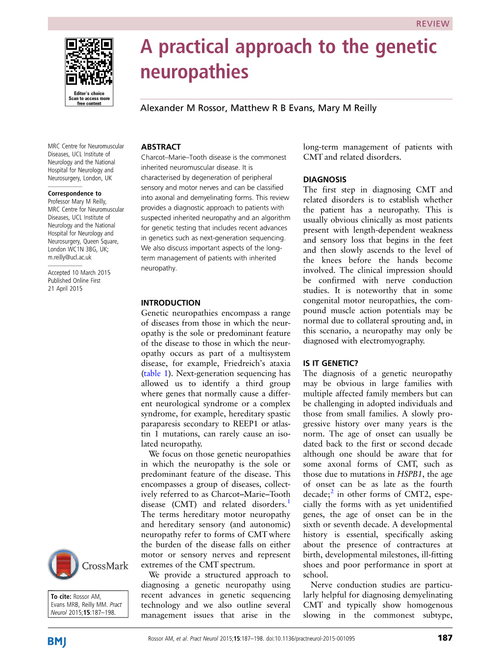 A Practical Approach to the Genetic Neuropathies