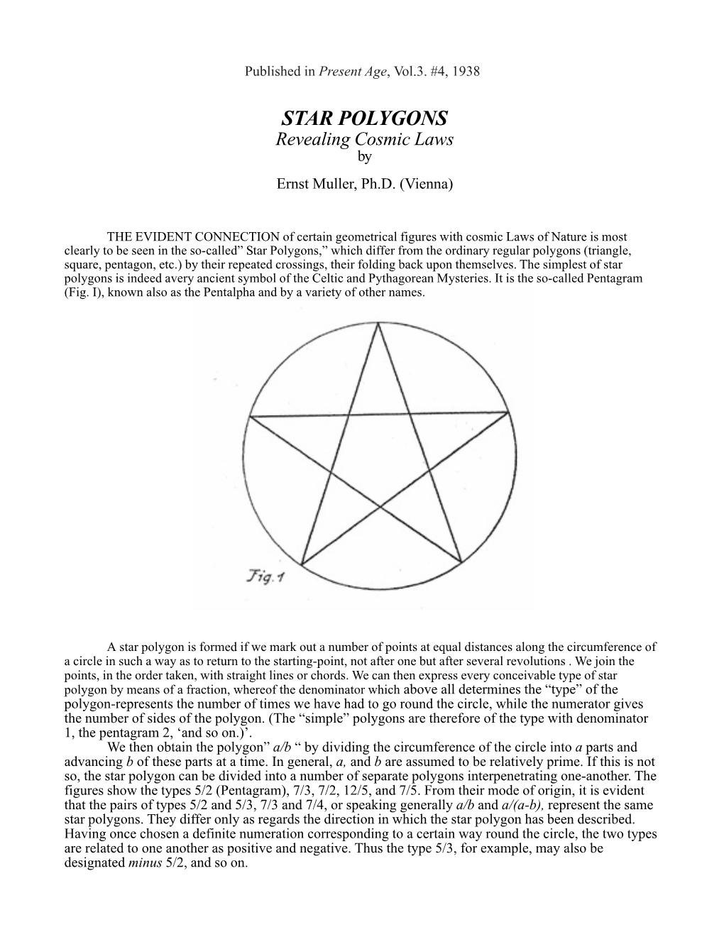 STAR POLYGONS Revealing Cosmic Laws by Ernst Muller, Ph.D