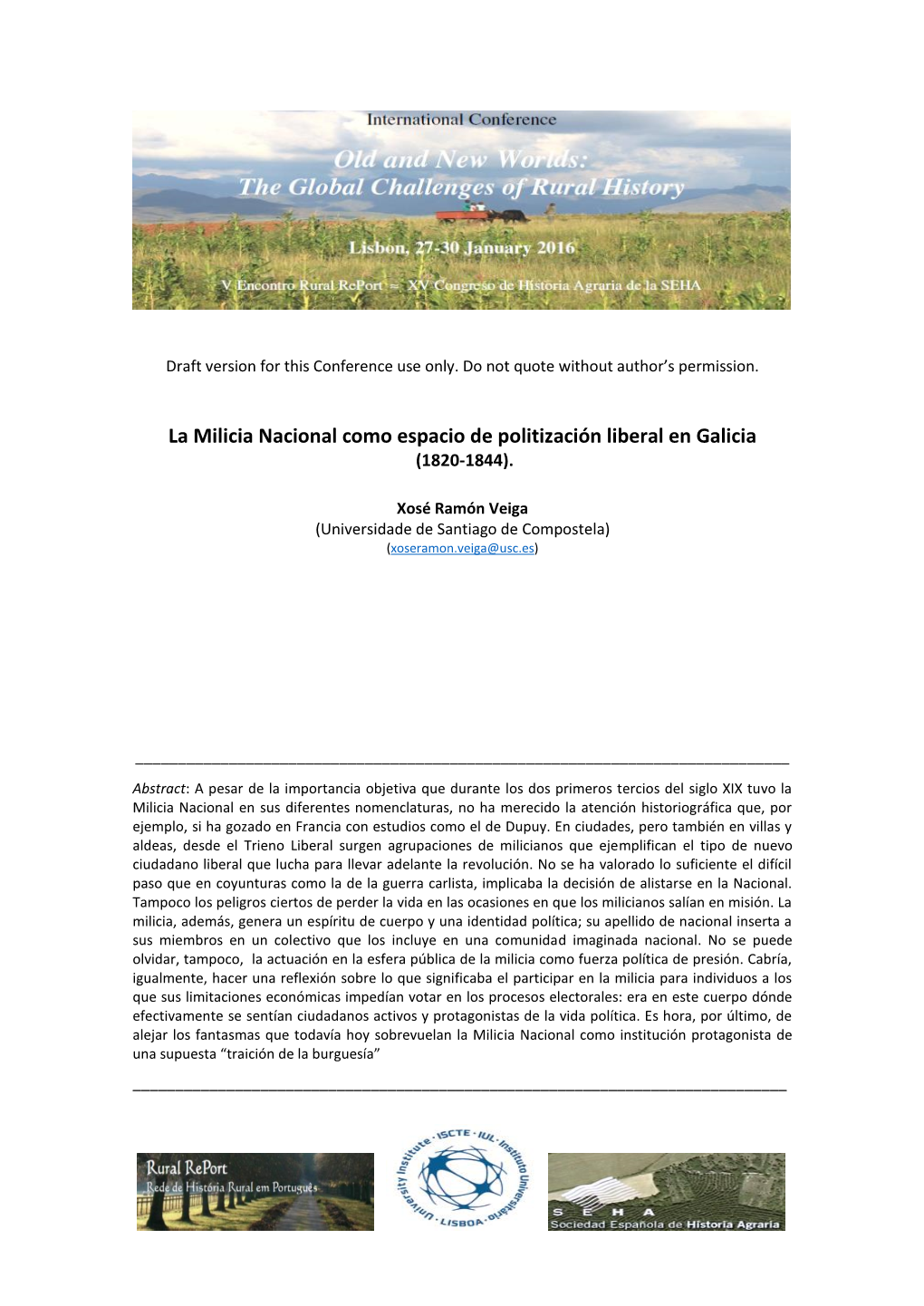 La Milicia Nacional Como Espacio De Politización Liberal En Galicia (1820-1844)