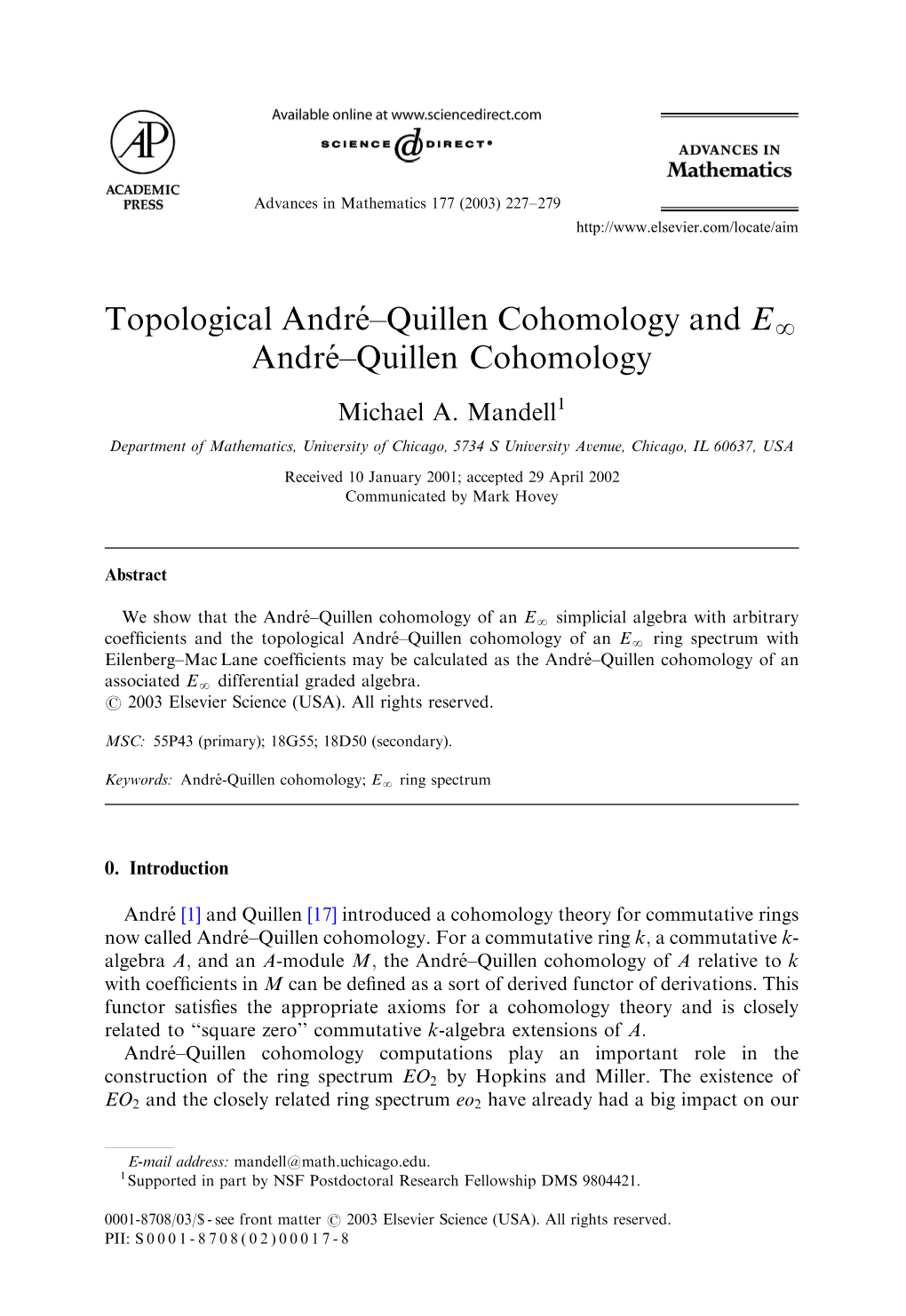 Topological Andreґ–Quillen Cohomology and EN