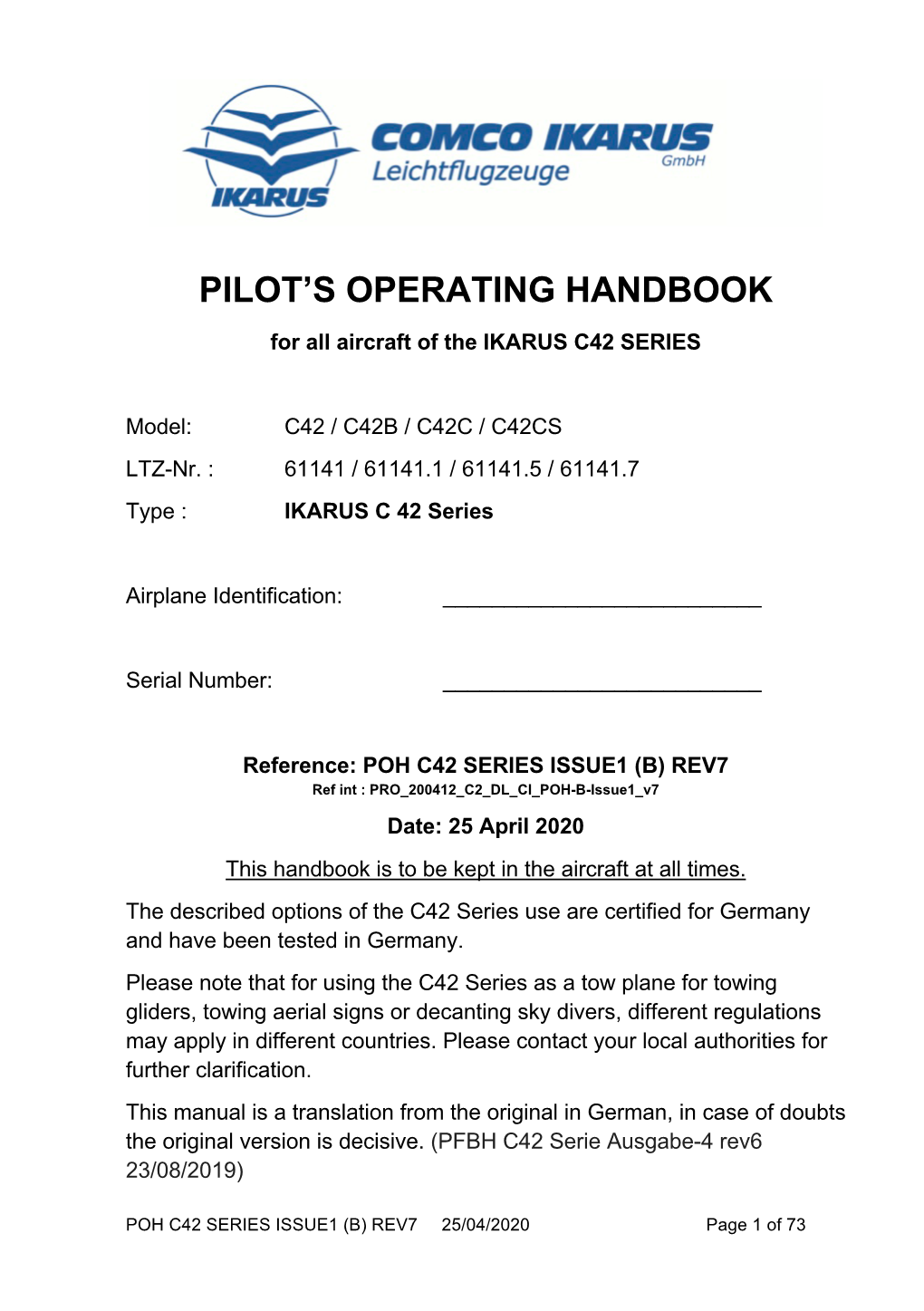 Pilot's Operating Handbook