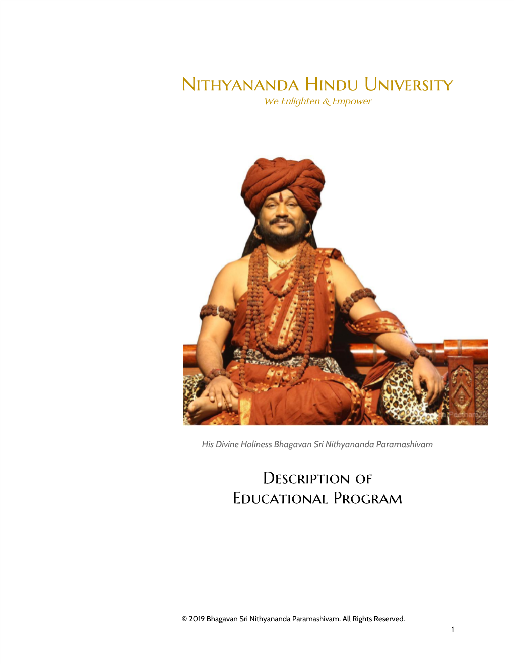 Nithyananda Hindu University We Enlighten & Empower