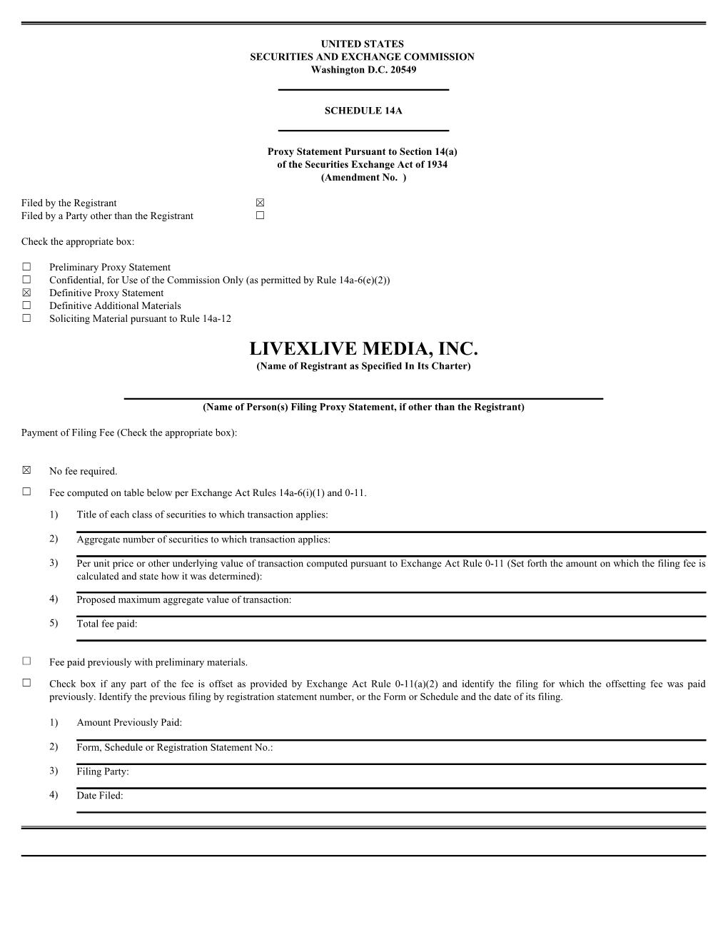 LIVEXLIVE MEDIA, INC. (Name of Registrant As Specified in Its Charter)