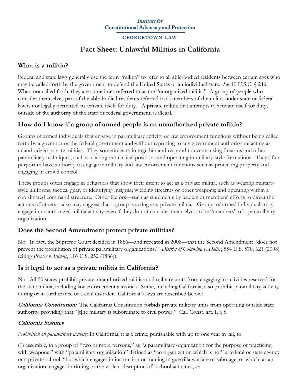 Unlawful Militias in California