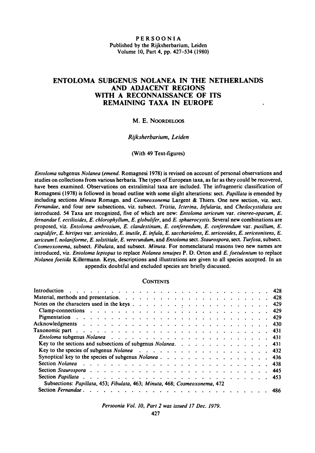 Rijksherbarium, Leiden Text-Figures) Cheilocystidiata Are Replace