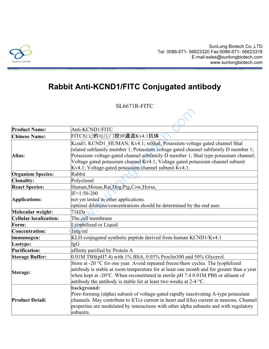 Rabbit Anti-KCND1/FITC Conjugated Antibody