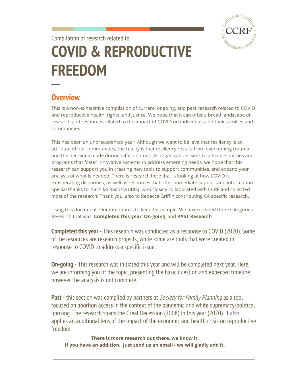 Compiled COVID-19 Sexual and RH-Research