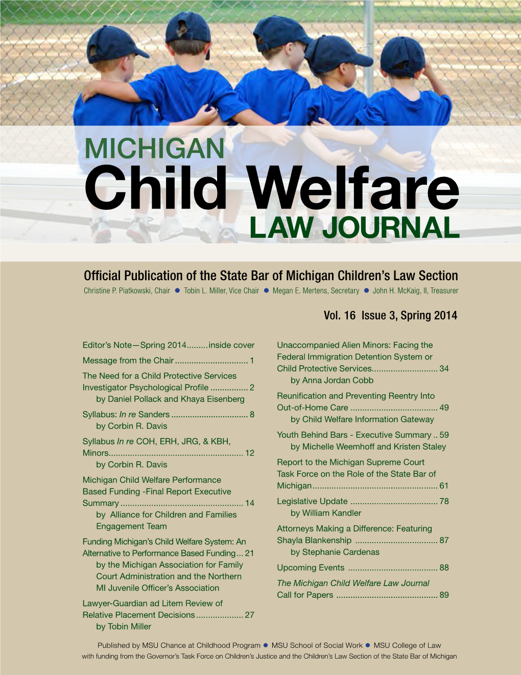 MICHIGAN Child Welfare LAW JOURNAL