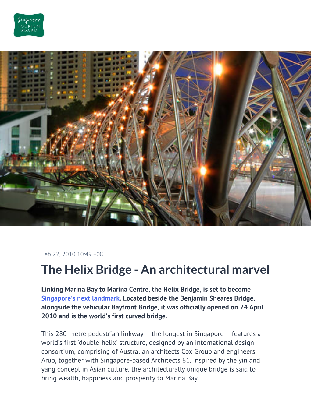 The Helix Bridge - an Architectural Marvel