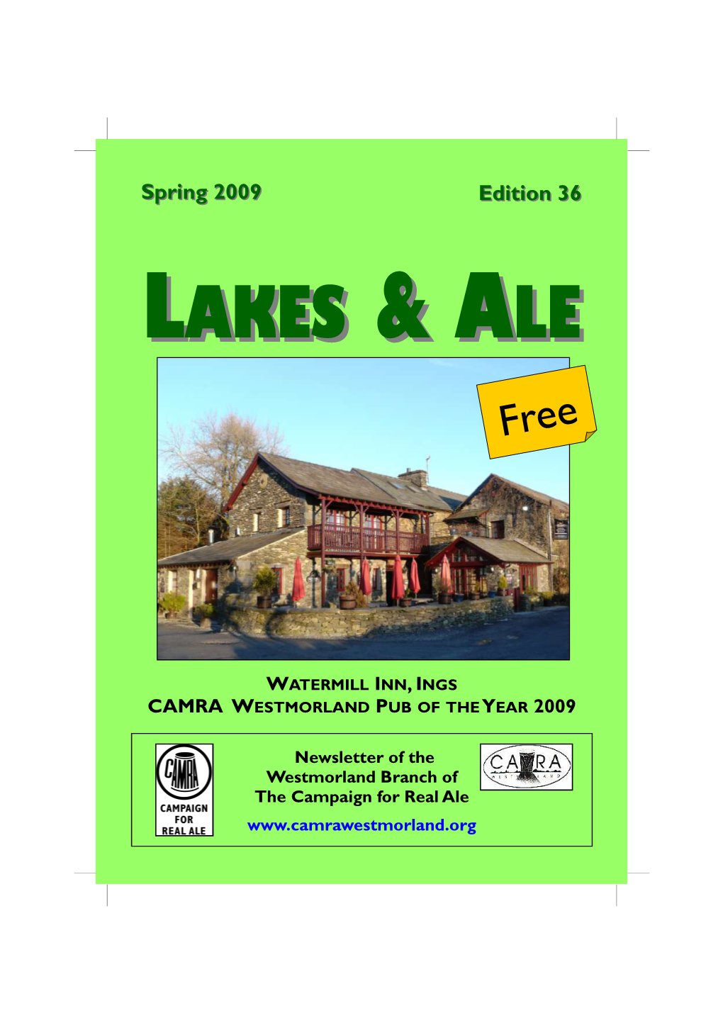 Lakes and Ale 36, Spring 2009