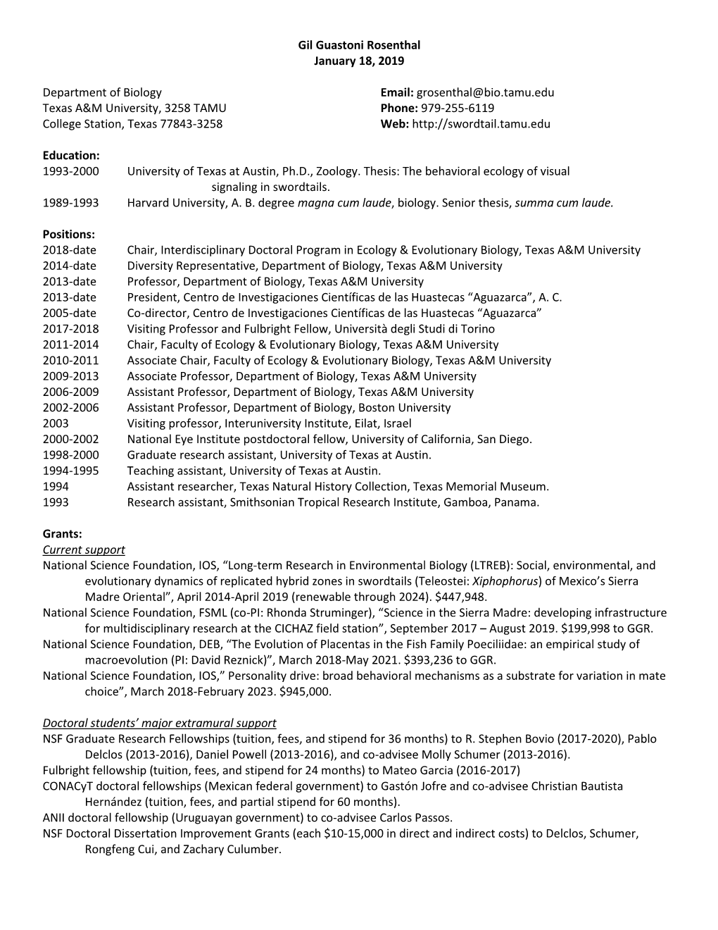 Gil Rosenthal's CV