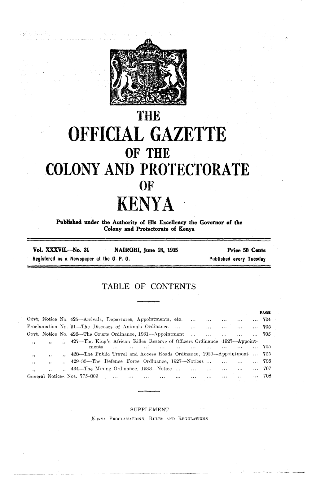 Al Gazette of the Colony and Protectorate