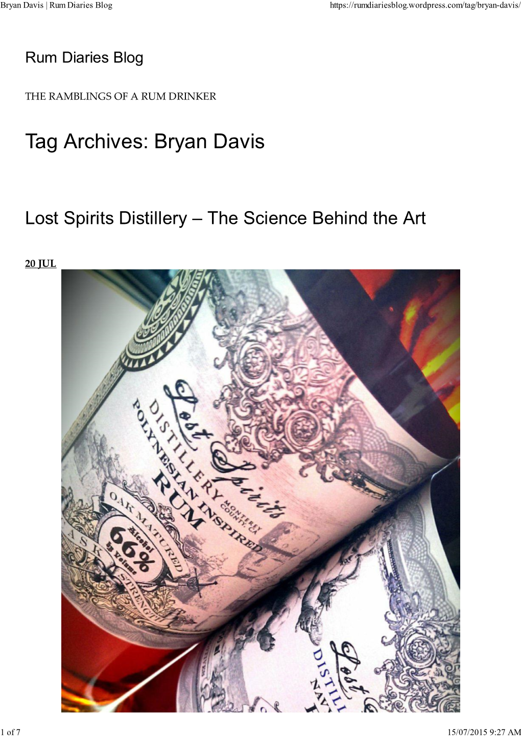 Bryan Davis | Rum Diaries Blog