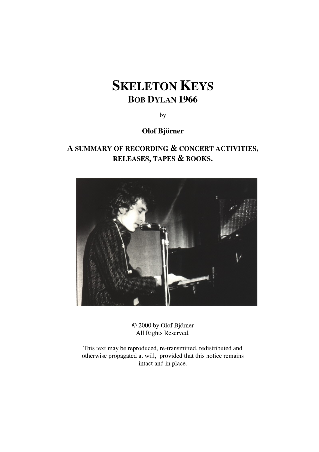 Skeleton Keys Bob Dylan 1966