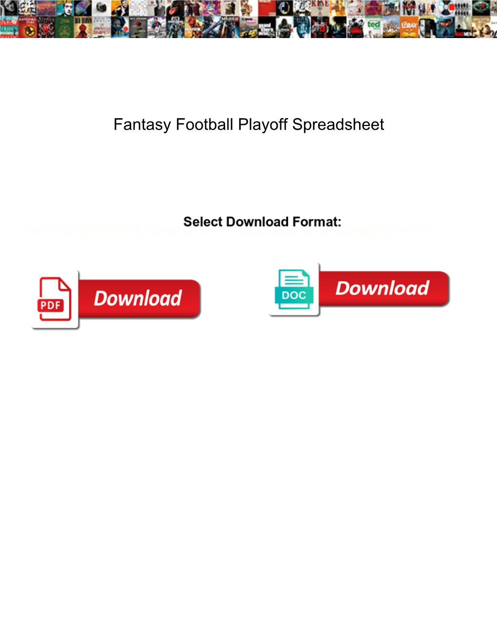 Fantasy Football Playoff Spreadsheet