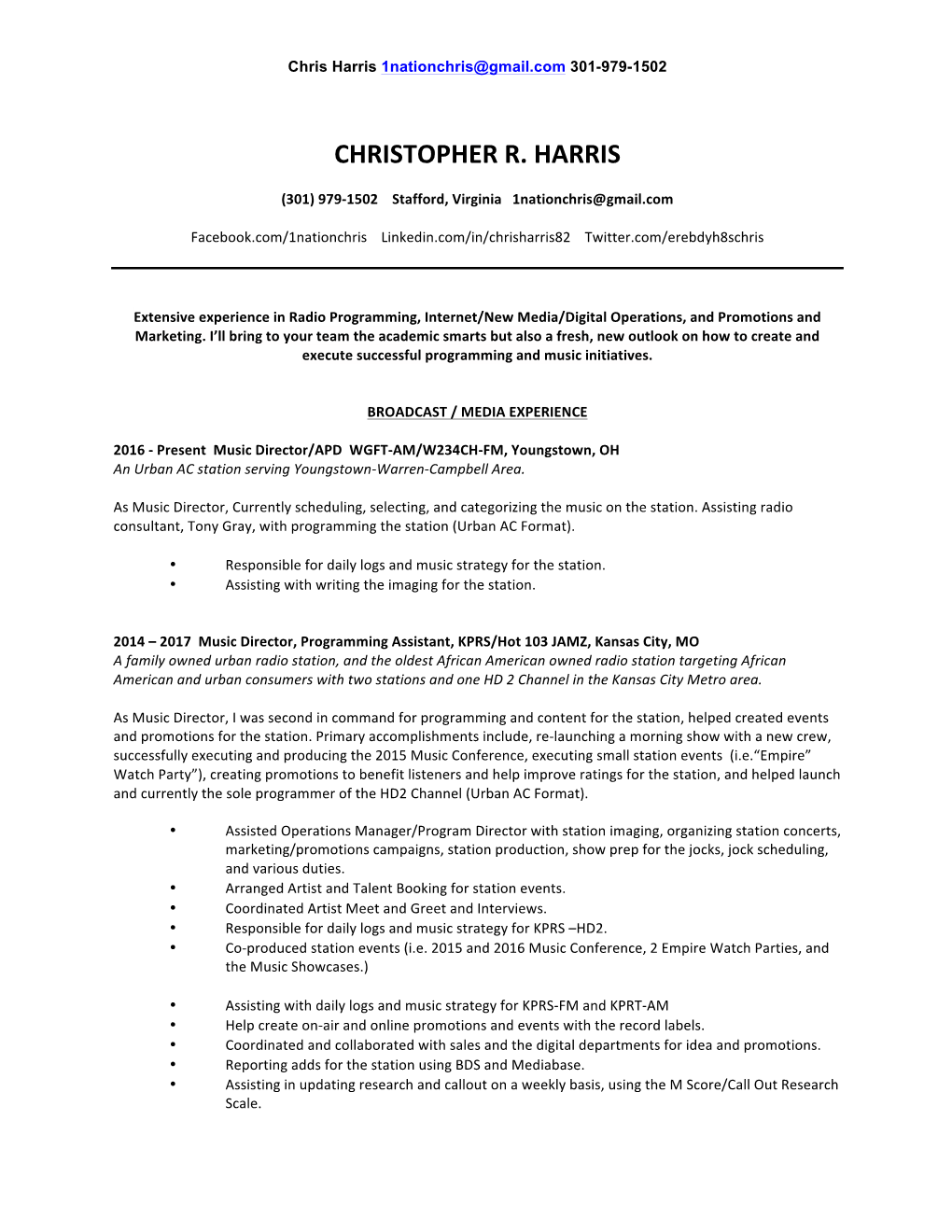 Chris Harris Resume