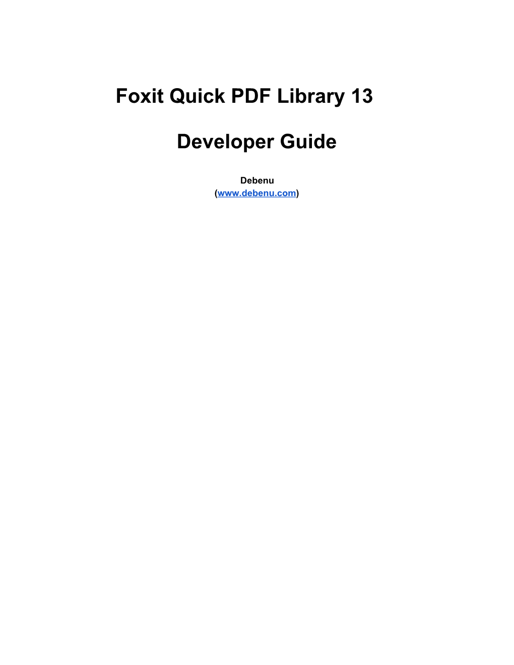 Debenu Quick PDF Library 12 Developer Guide