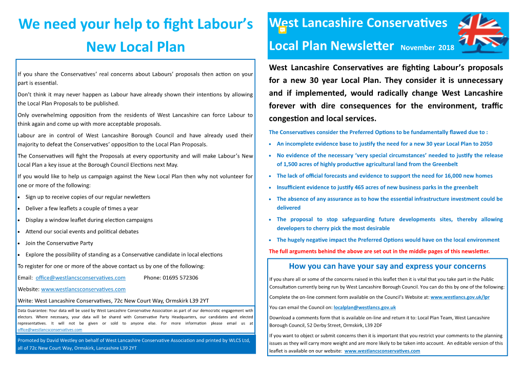 We Need Your Help to Fight Labour's New Local Plan