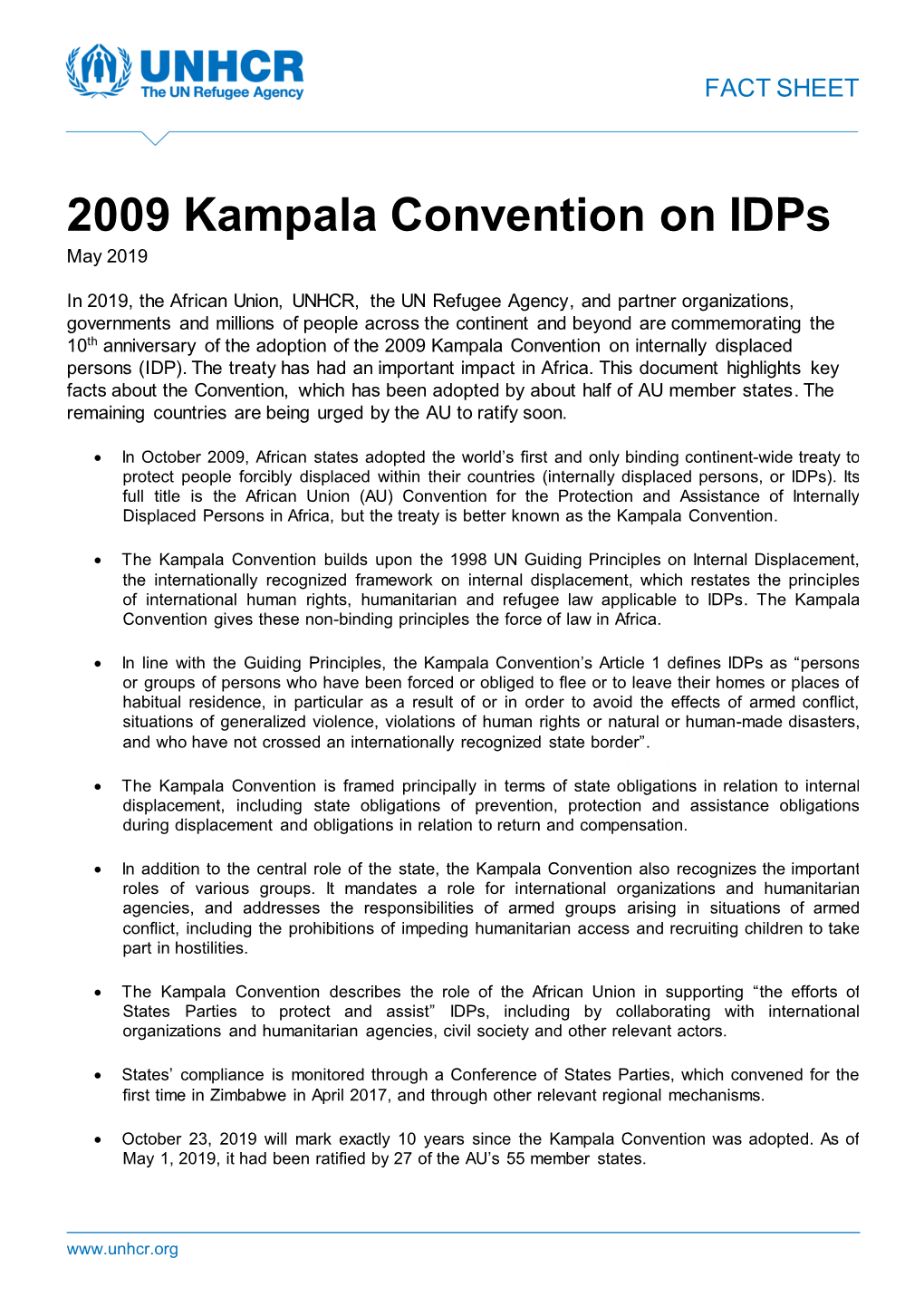 2009 Kampala Convention on Idps May 2019