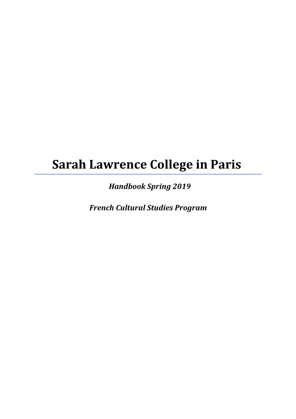 Sarah Lawrence College in Paris