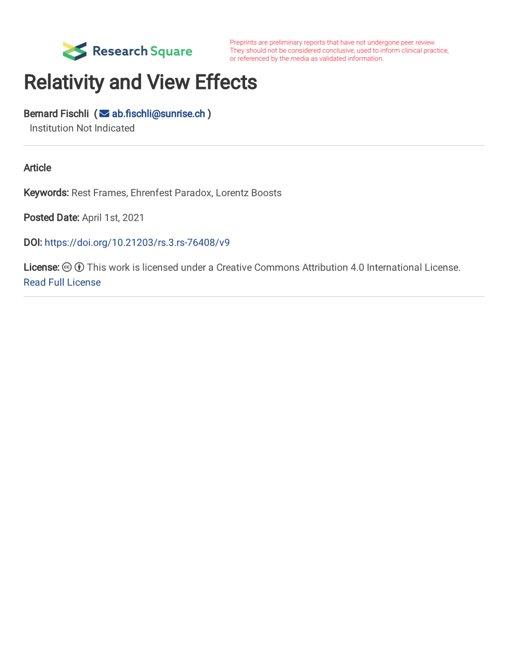 Relativity and View Effects