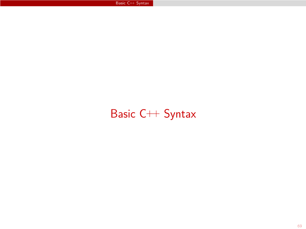 Lecture 02.1: Basic C++ Syntax